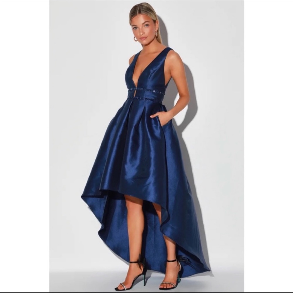 high low royal blue dress